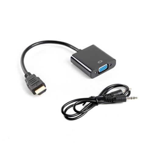 Adaptador HDMI Macho VGA Fêmea 20cm + Minijack