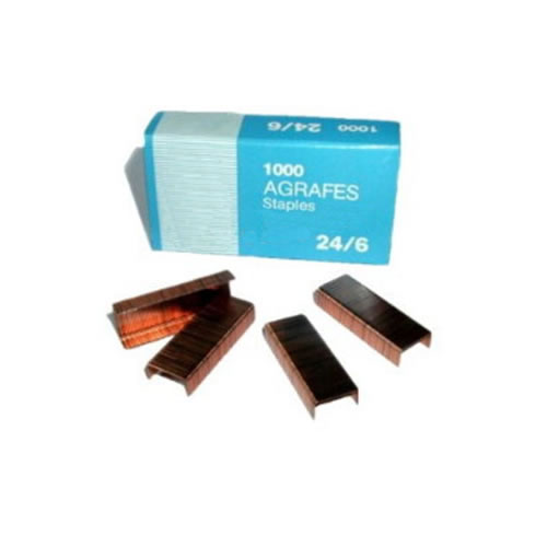Agrafos 24/6 Cobreados Caixa c/1000un