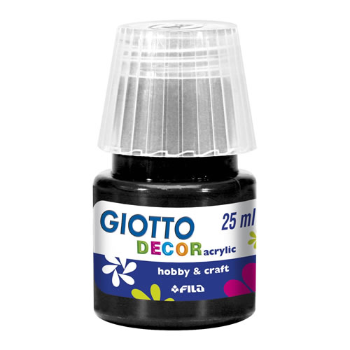 Tinta Acrilica Giotto Decor 25ml Preto - Pack 6