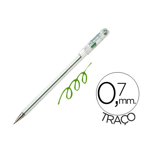 Esferográfica Pentel BK77 0.7 mm Verde Pack 12
