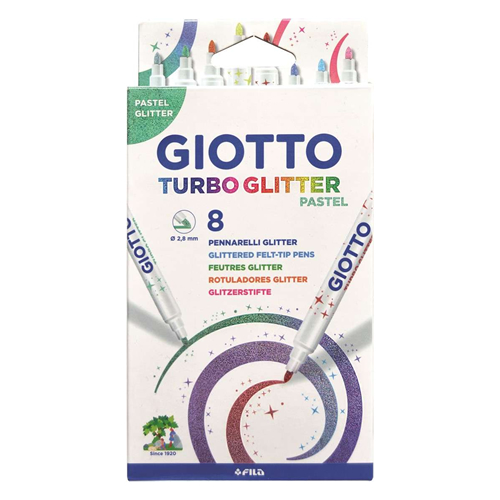 Marcador Feltro Giotto Turbo Glitter Pastel 8 Cores