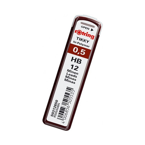 Minas Rotring 0,5 HB tubo12 minas - pack 10