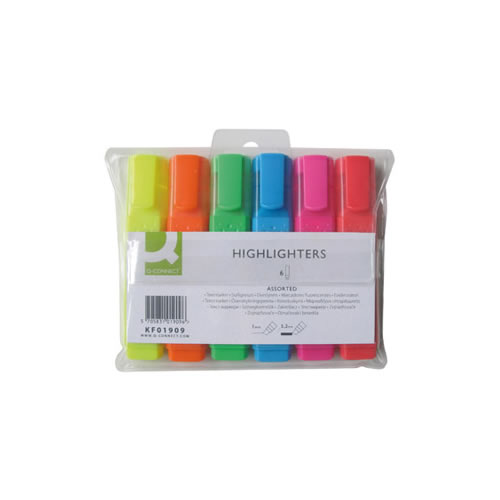 Marcador Fluorescente Ponta Biselada - 6 Cores