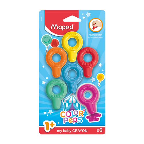 Lápis de Cera 6 Cores Maped Early Age My First (+1Ano)