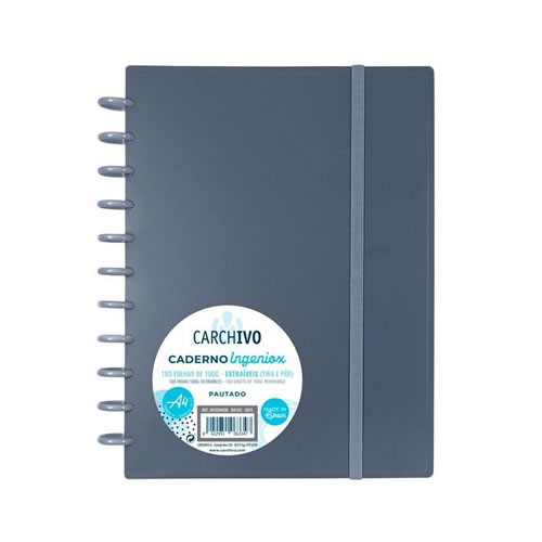 Caderno Inteligente A4 Quadriculado 100 fl Cinza