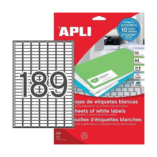 Etiquetas Apli 25,4x10mm 10 Folhas A4 - 1890 etiq.