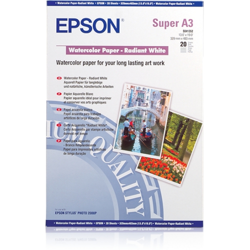 Papel Epson Watercolor Radiant A3+ 20 folhas