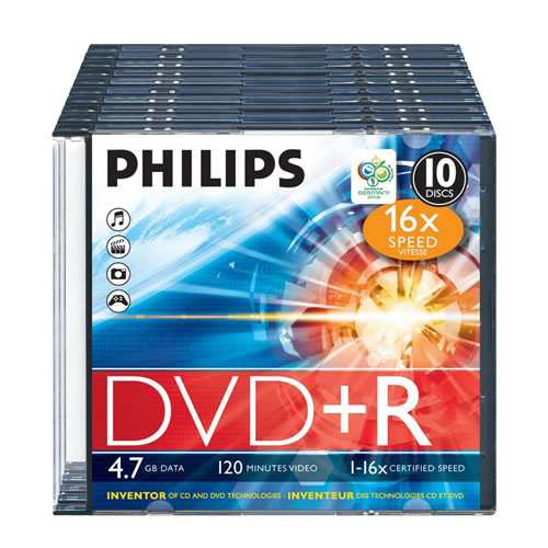 DVD+R Philips 4.7GB 16X Jewell Case Pack 10