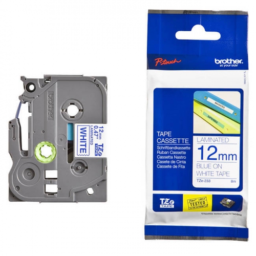 Fita Original Brother TZe233 Branco/Azul 12mm